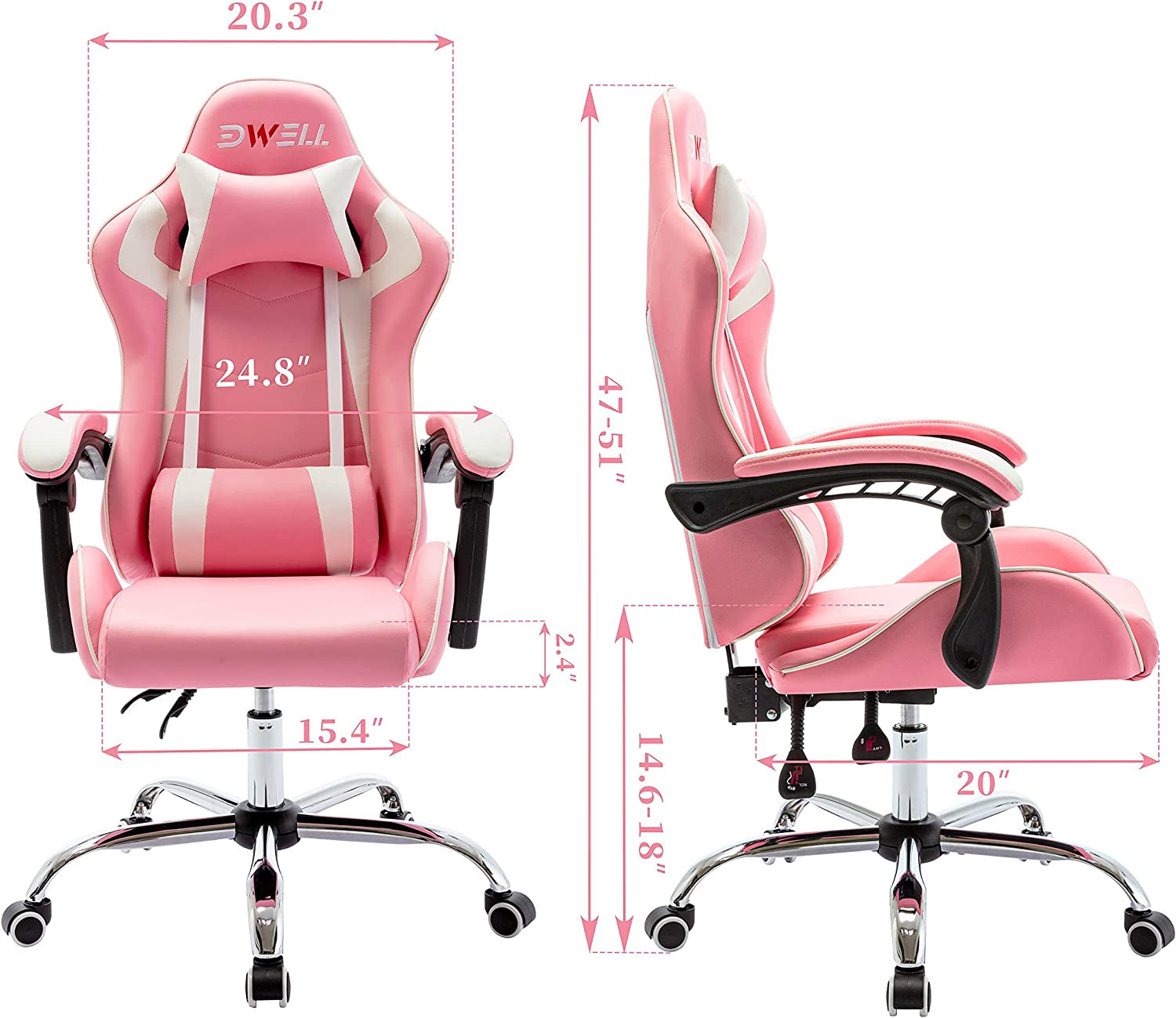 Pink Gaming Chair Ergonomic Computer Chair,Gamer Chair Pink Office Chair Gaming Massage Chair