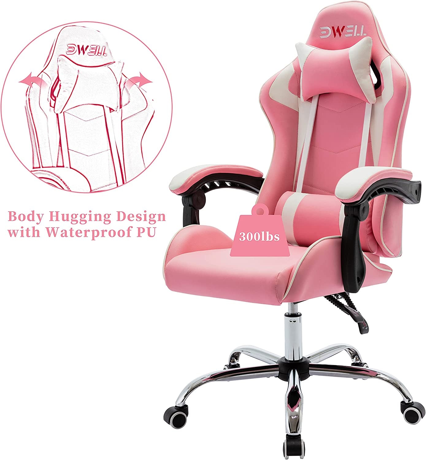 Pink Gaming Chair Ergonomic Computer Chair,Gamer Chair Pink Office Chair Gaming Massage Chair