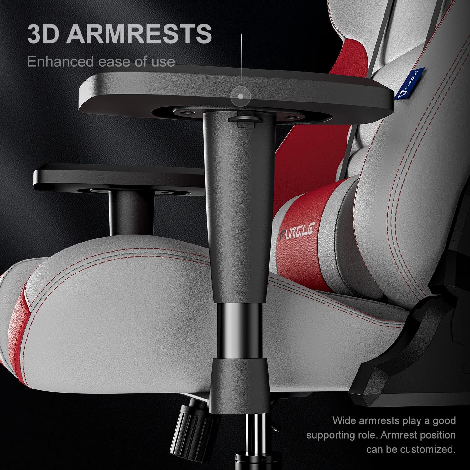 Gaming Chair Computer Chair - Racing Style High-Back Office Chair - PU Leather Ergonomic Video Game Chairs - Adjustable Armrests - Headrest and Lumbar Support - Rocking Mode -White/Red