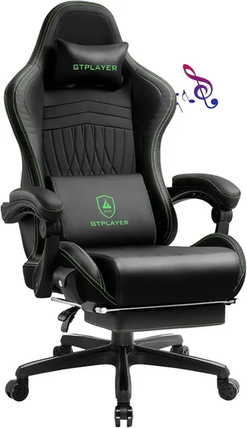 GTPR Gaming Chair, Computer Chair with Footrest and Bluetooth Speakers, High Back Ergonomic Gaming Chair, Reclining Gaming Chair